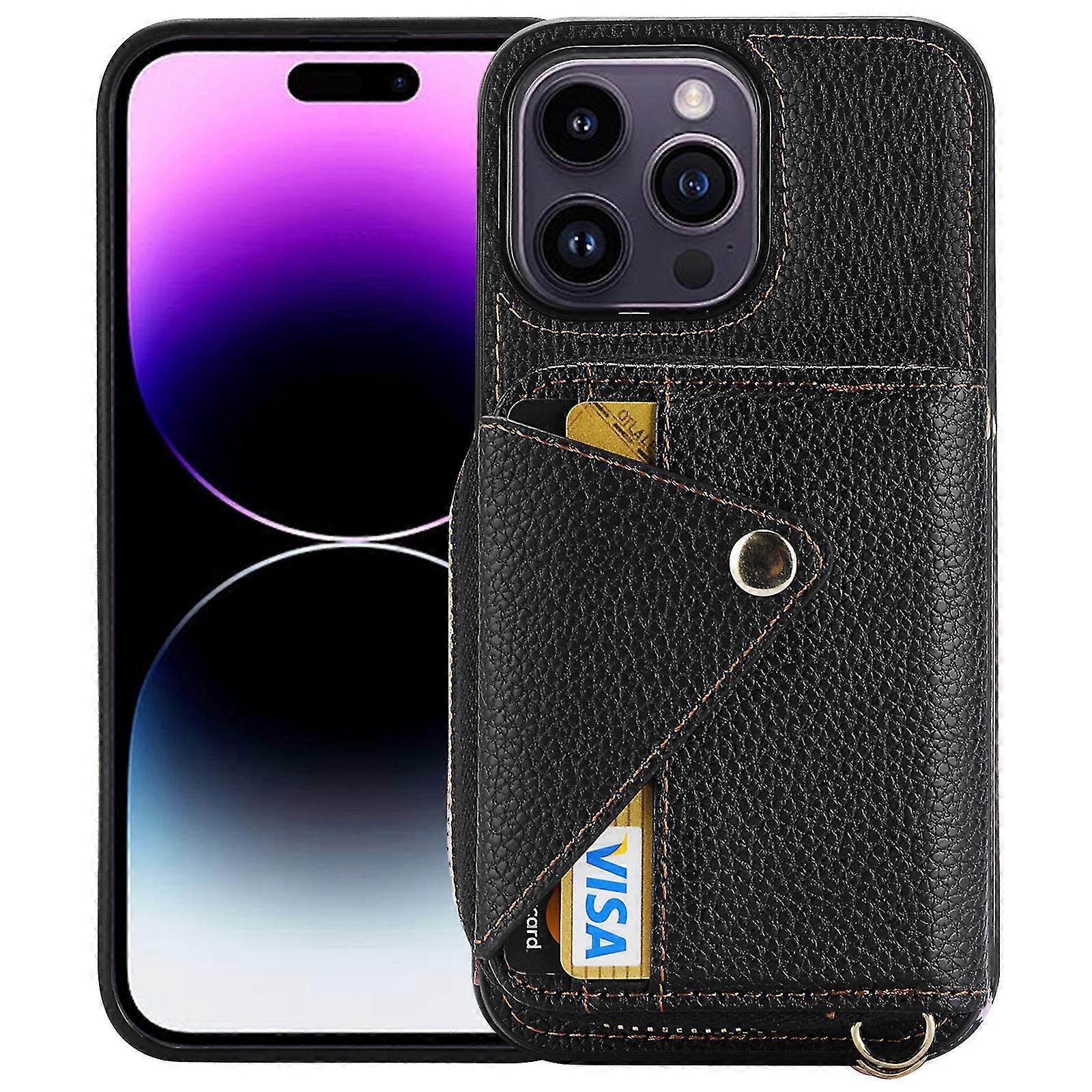 For iPhone 14 Pro Max Case RFID Blocking Zipper Wallet Anti-drop Phone Guard Cover