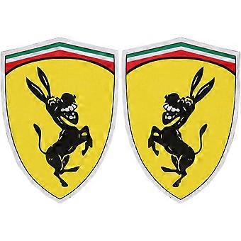 MUJIXI 1 Paar lustige Esel Schlange Hund Muster 4,5 * 5 cm reflektierende Auto Aufkleber Abdeckung Kompatibel für Ferrari