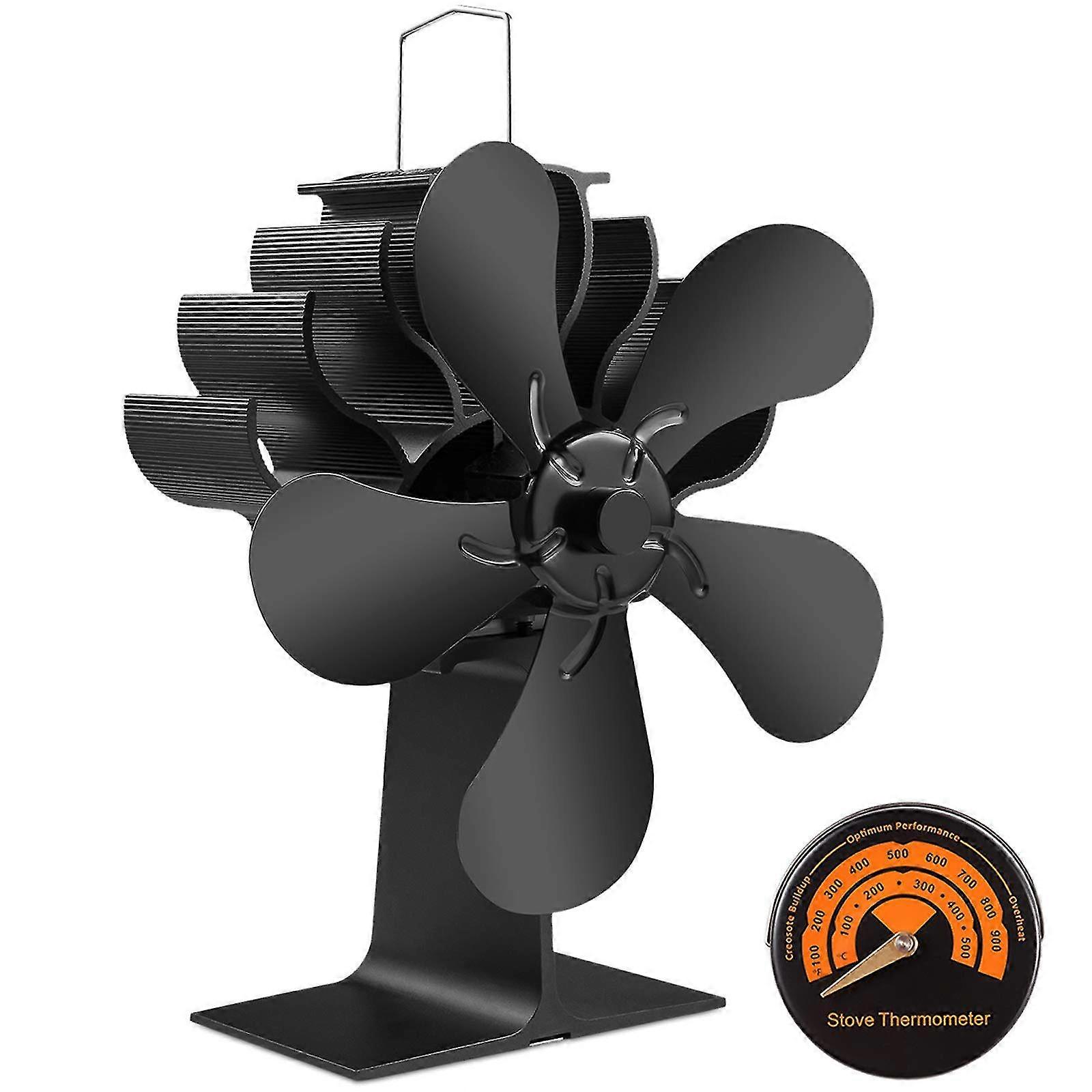 Fireplace Fan Electric Free 5 Blades Stove Fan Fireplace Eco-friendly Heat Powered Fan With Magnetic Thermometer Fireplace Fan No Electricity For Wood