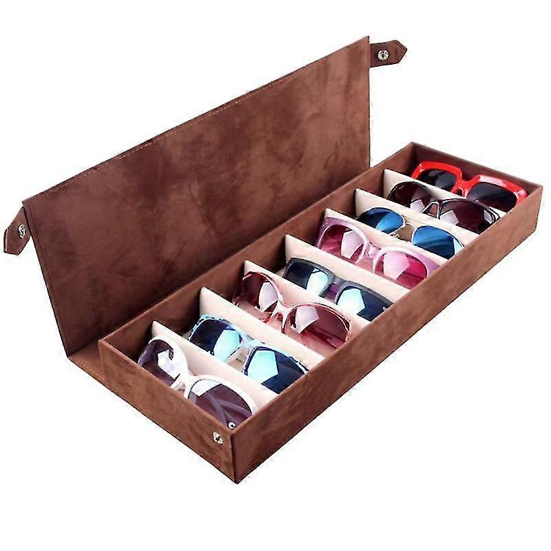 Glasses Storage Box with Lid 8 Grids Load-bearing Easy Access Space-saving Dustproof Button Closure