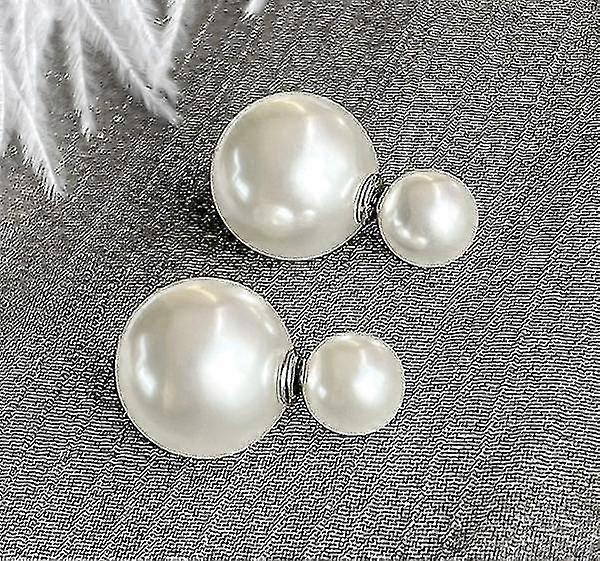 925スターリングシルバー両面パールピアス-ファッショナブルでエレガントなジュエリー