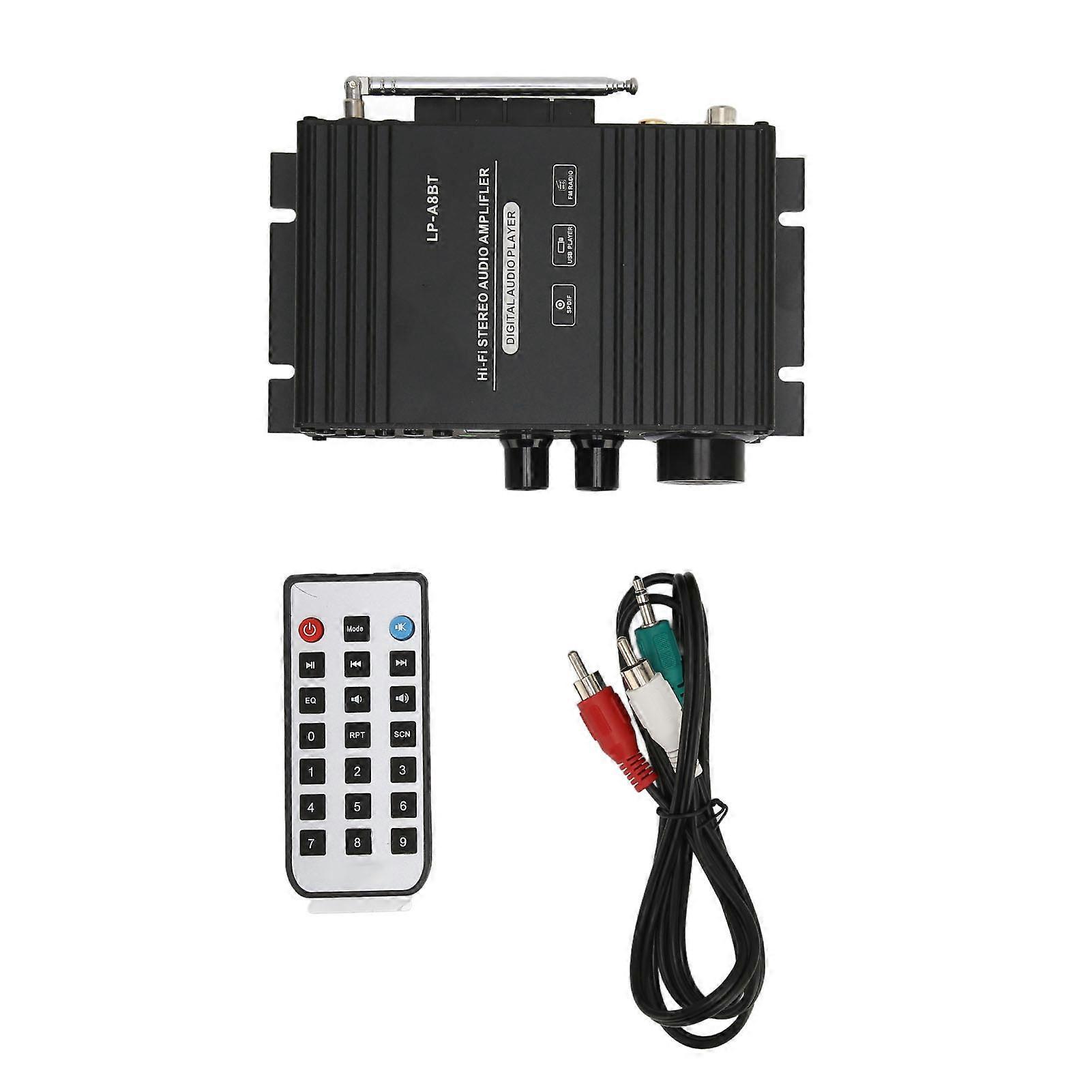 Car Mini Audio Power Amplifier Bluetooth 5.0 2.0 Channel Coaxial Decoding High Low Tuning with Remote Control