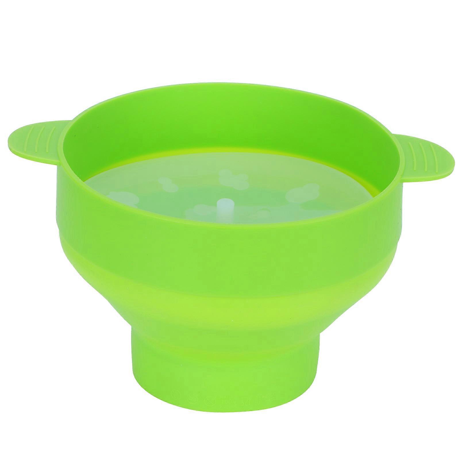 Popcorn Bucket Folding Silicone DIY Popcorn Maker Bowl with Lid Kitchen Accessory(With HandleGreen )