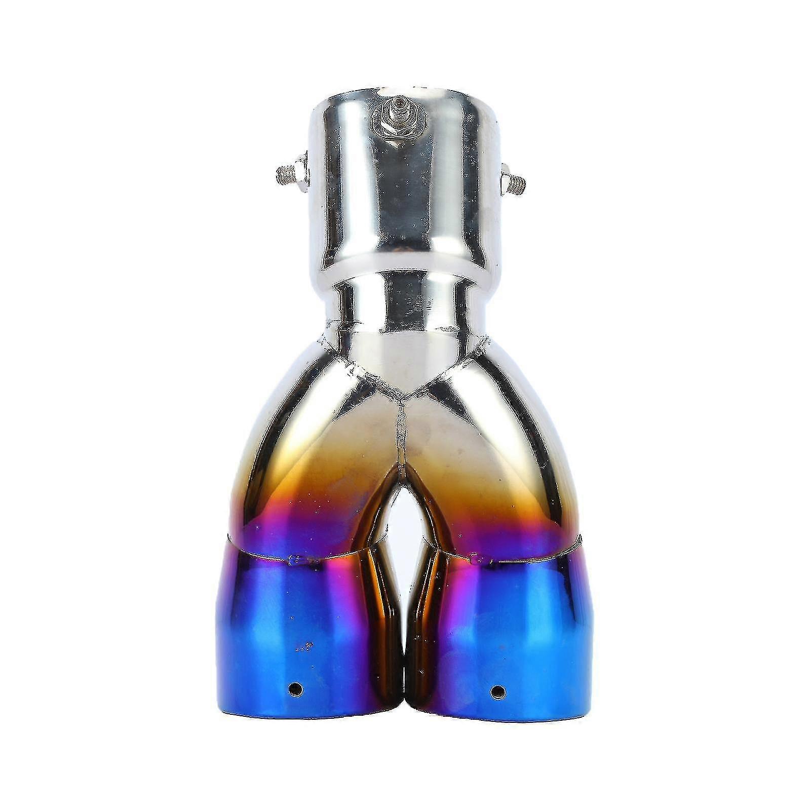 70mm Embout d’échappement Universel Double Sortie En Acier Inoxydable Plié Tuyau d’Échappement Extrémité Queue Gorge Pour Autos
