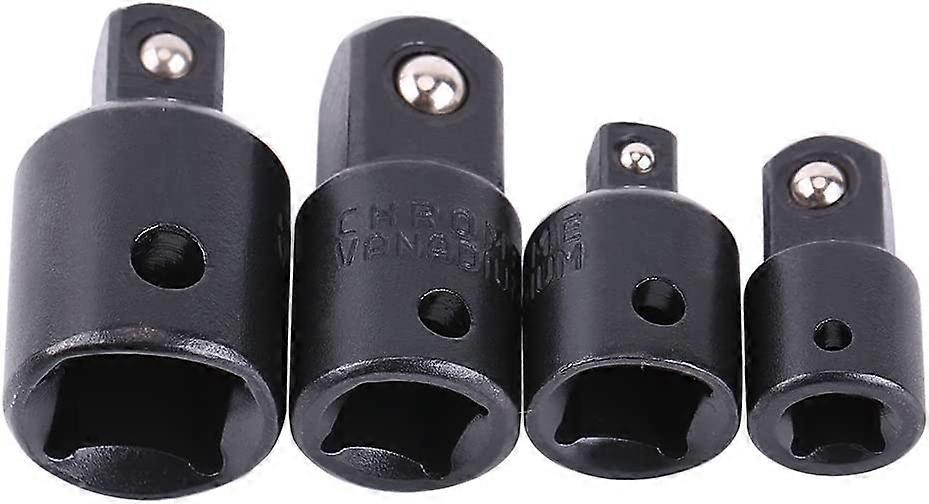 Impact Socket Adapter and Reducer Set 4Pcs Socket Driver Converter for Impact Driver Conversions Extentsion Ratchet Wrenches 1/4" 3/8" 1/2"black4Pcs