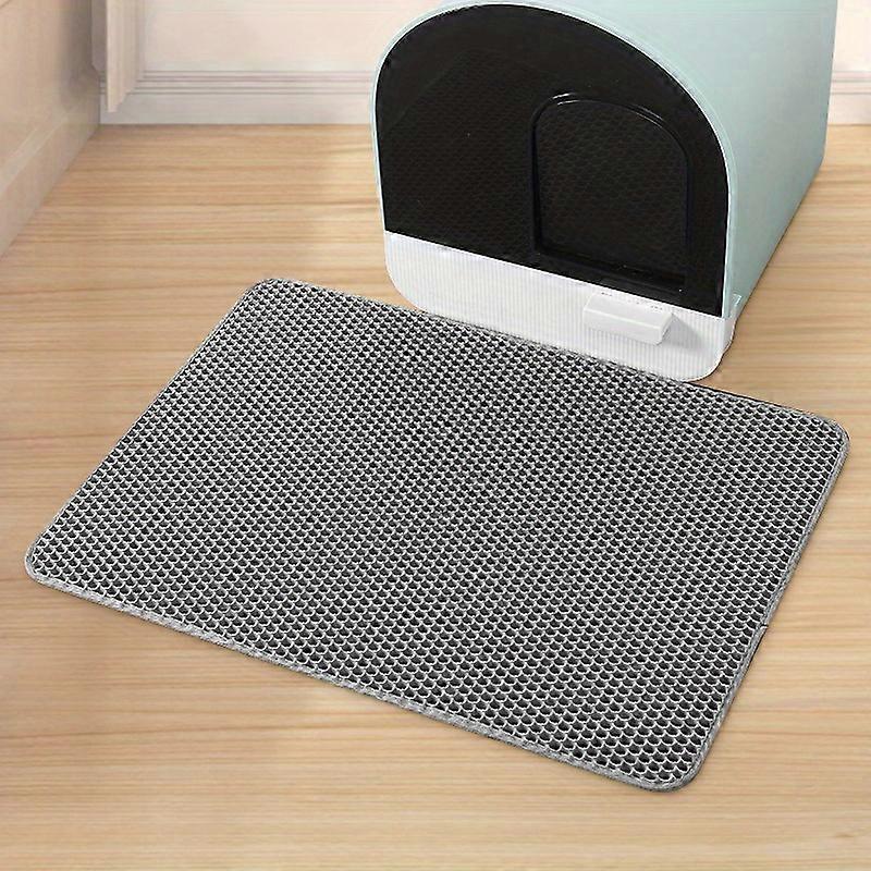 Double Layer EVA Cat Litter Mat, 11.8 Inch, Honeycomb Design, Waterproof & Reusable, Animal Waste Litter Box Liner with Scatter Control