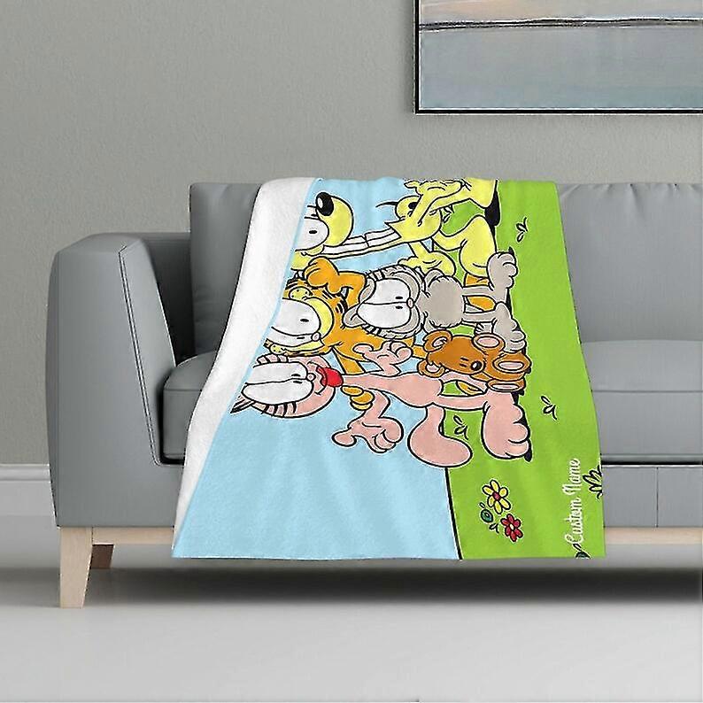 غارفيلدز كات بطانية ناعمة دافئة الفانيلا رمي اسم مخصص بطانية لزينة أريكة السرير هدية عيد ميلاد عيد الميلاد-NFYH4ids10891
