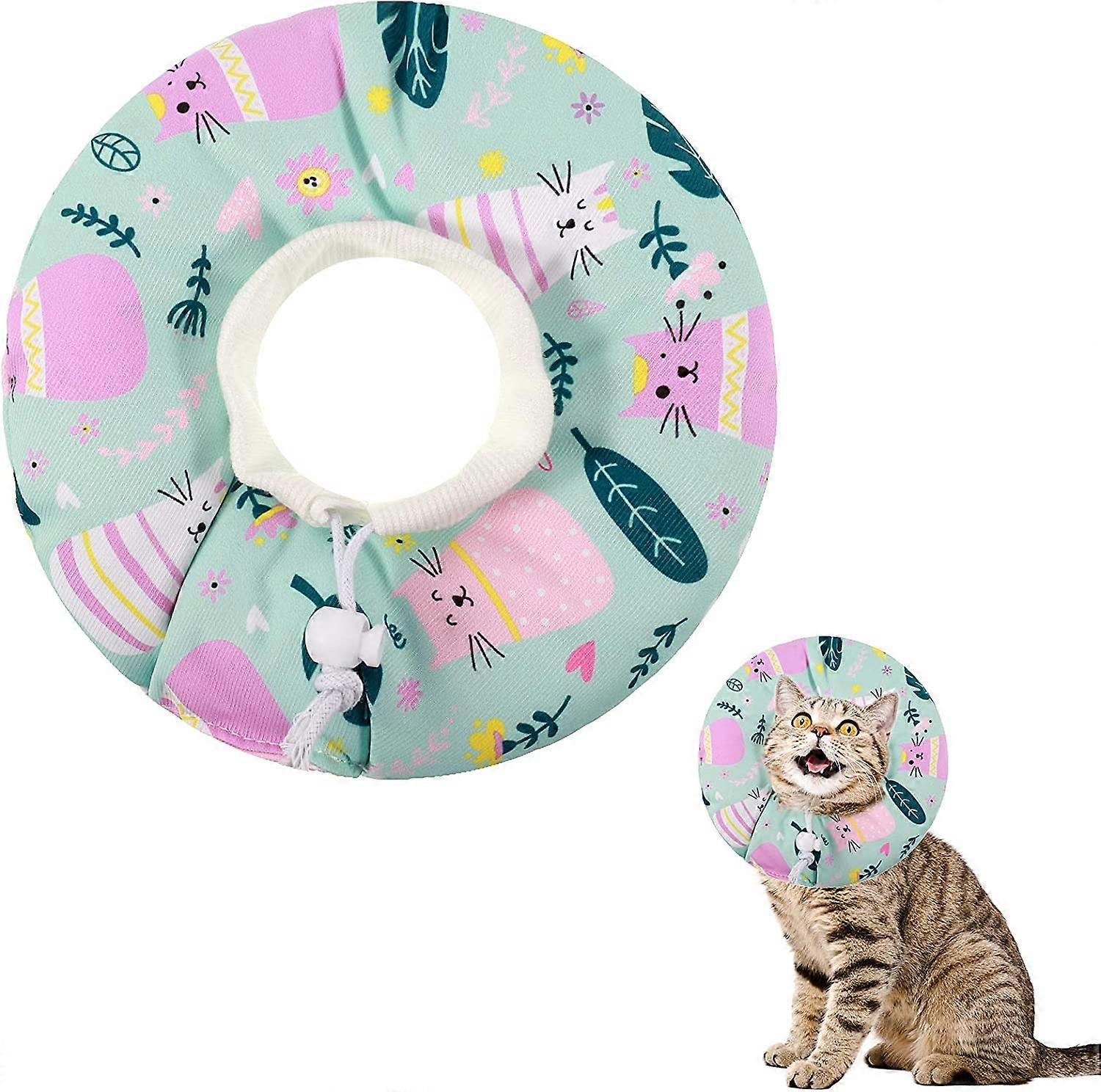 Pet Soft Waterproof Protective Collar Kitten Neck Protector (S, Ice Cream)