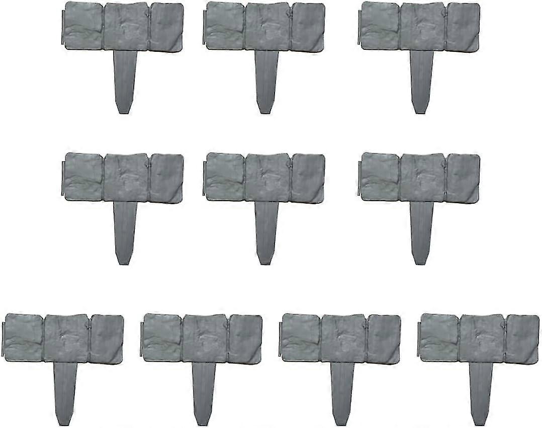 Grijze steeneffect kunststof bloembed hek tuinrand - 10 stuks