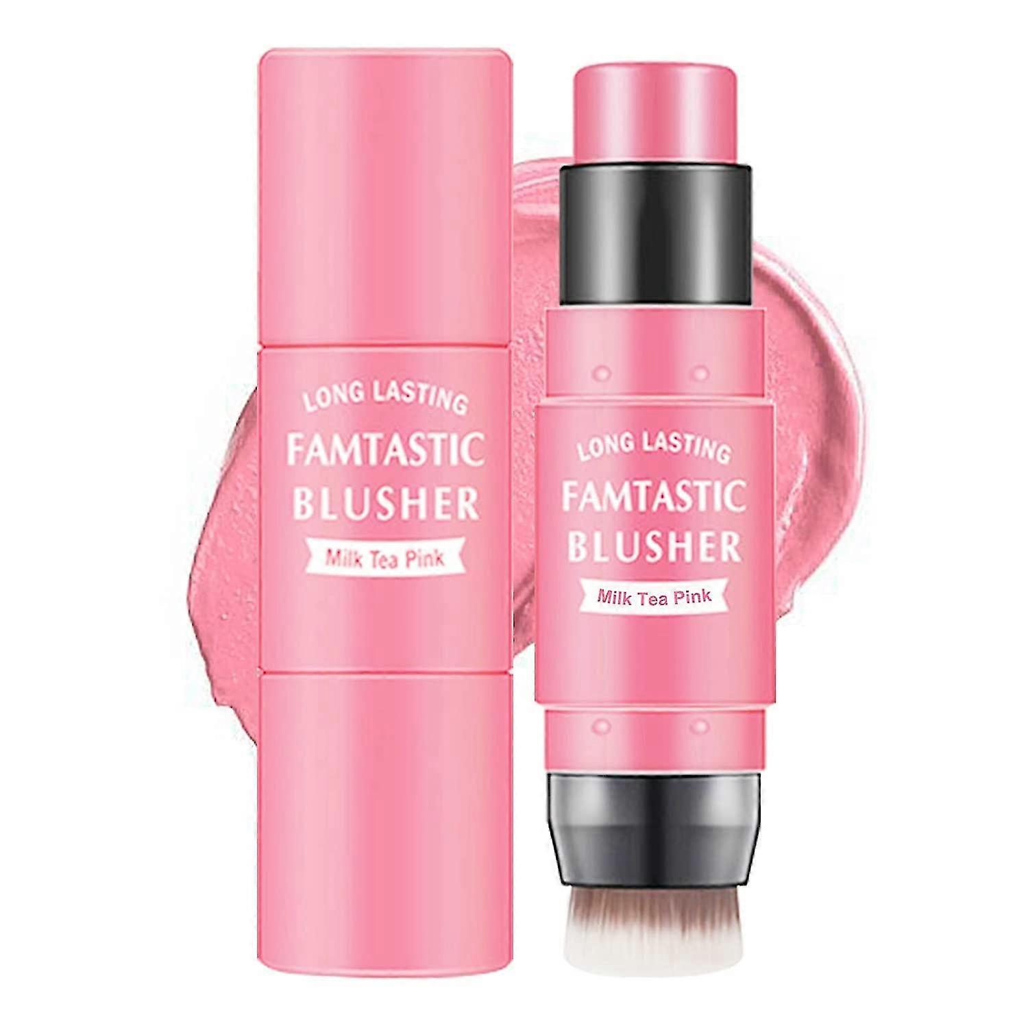 3 in 1 Cheek Blush & Lip Tint & Eyeshadow Creamy Blush Stick for Cheeks & Lips with Brush, Highlighter, Bronzer Pen