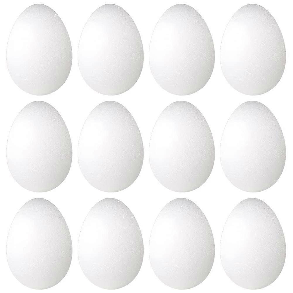 12 Pack 3 Inch Easter Foam Egg White Styrofoam Egg Craft Egg Foam Natural Polystyrene Egg Foam Hand