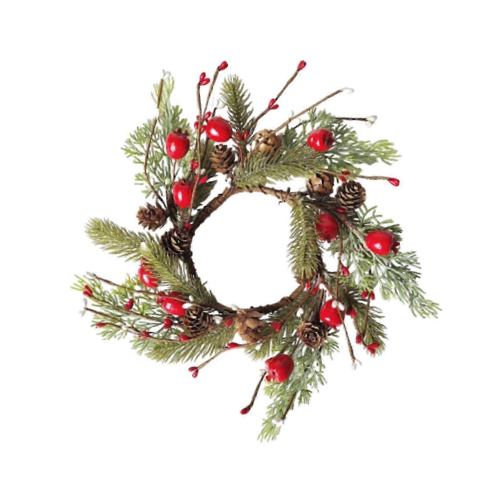 Christmas Candle Ring Wreath Table Centerpiece for Wall Decor Window Wedding Style A