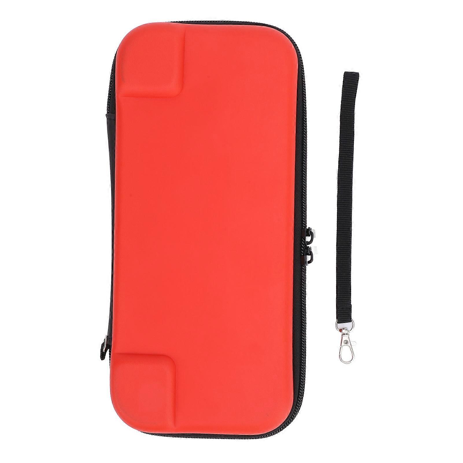 Carrying Case for Switch OLED EVA PU Shockproof Water Resistant Portable Handheld Game Console Travel Case Storage Bag with Game Card Slots Red