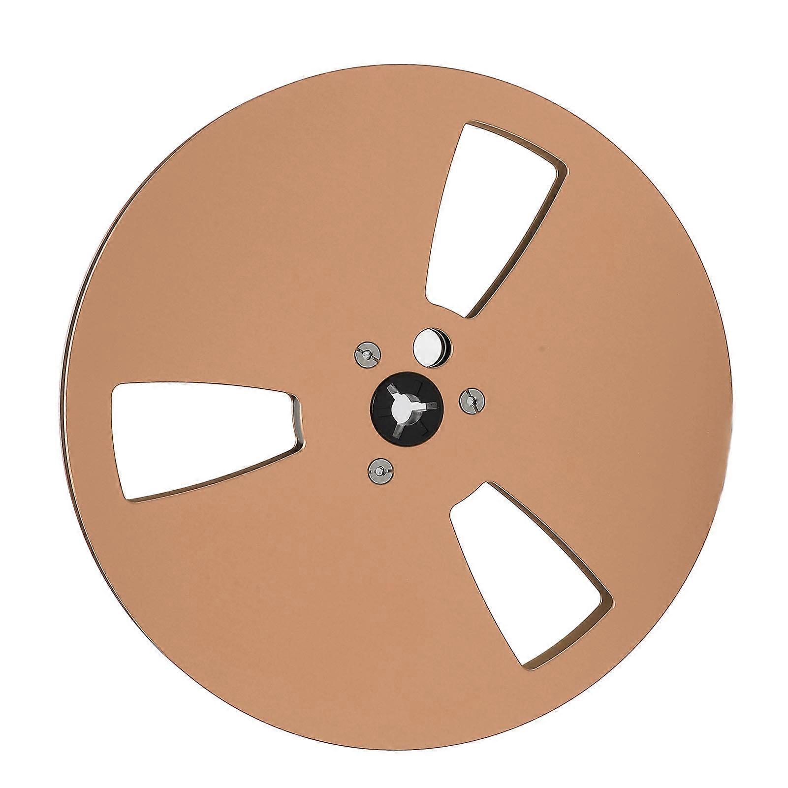 1/4 7 Inch Empty Tape Reel 3 Holes Aluminum Alloy Universal Open Sound Recording Tape Empty Reel for Recording Gold