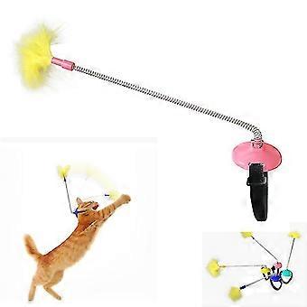 Bjxy Funny Cat Stick Plastic Funny Cat Toy Collar Feather Spring Funny Stick Pet Funny Toy