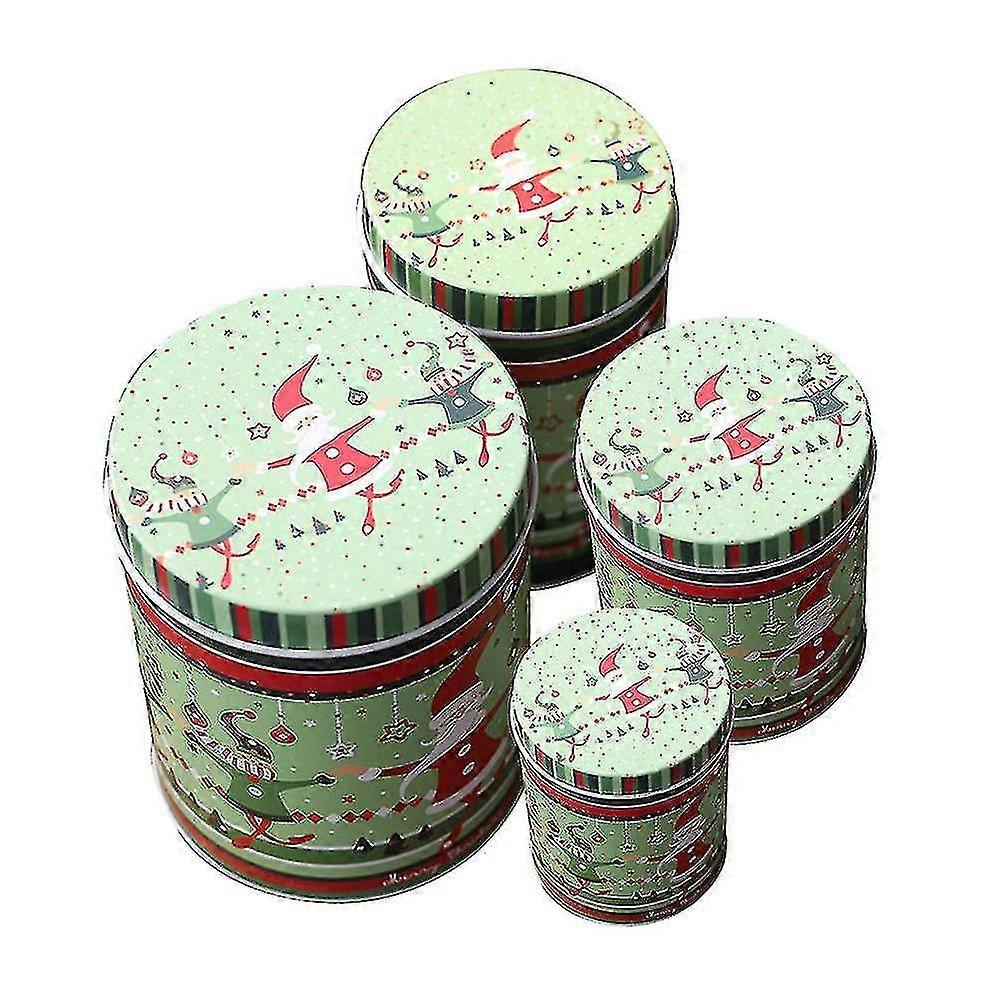 4 Pcs Candy Boxes Exquisite Tinplate Christmas Patterned Tin Boxes