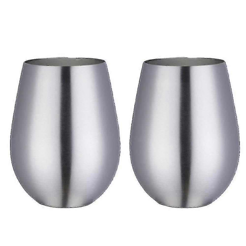 هدية عيد الأب الفولاذ المقاوم للصدأ Stemless النبيذ الزجاج، في الهواء الطلق المحمولة النبيذ بهلوان لحمام السباحة، والتخييم، والطهي، والسفر - مجموعة من 2 شرب المعادن