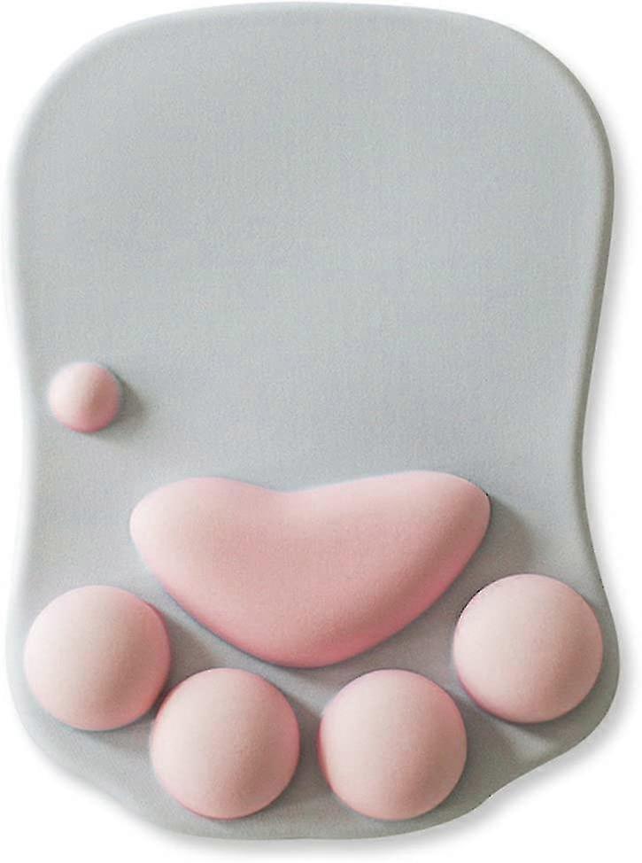 Cat Paw Mouse Pad With Wrist Support Soft Gel Wrist Rest Pad Cute Design - Cushion Comfort Mousepad Computer Mac Laptop Mouse Mat Desk Decor (grey)