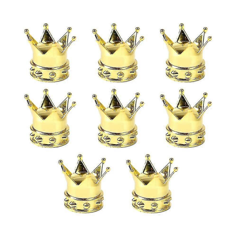 8 st däckventilhattar, Crown däckventilhattar, däckventildammhattar, Crown däckhjulsluftventilhattar (guld)