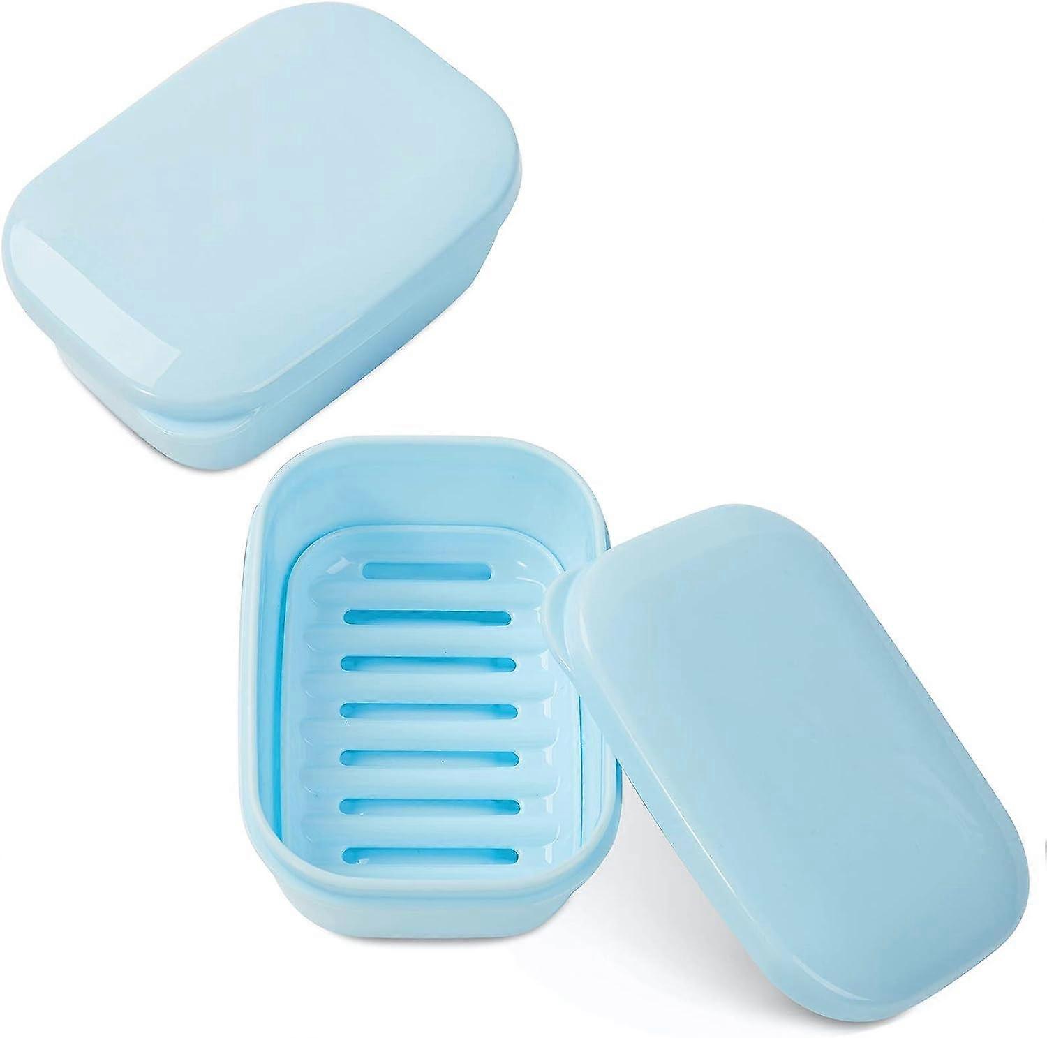 Reiszeephouder, 2 stuks draagbare zeepbakje Zeepspaarder voor Camping Gym Travel (blauw)