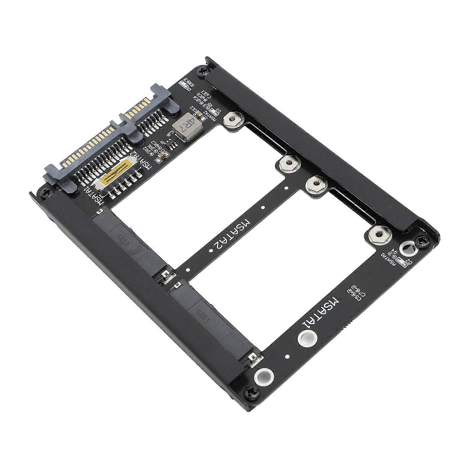 Dual Msata SSD to 2.5inch SATA III Adapter 6Gbps Supports Hot Swap SATA III SSD Adapter Card with Frame Housing for PC 