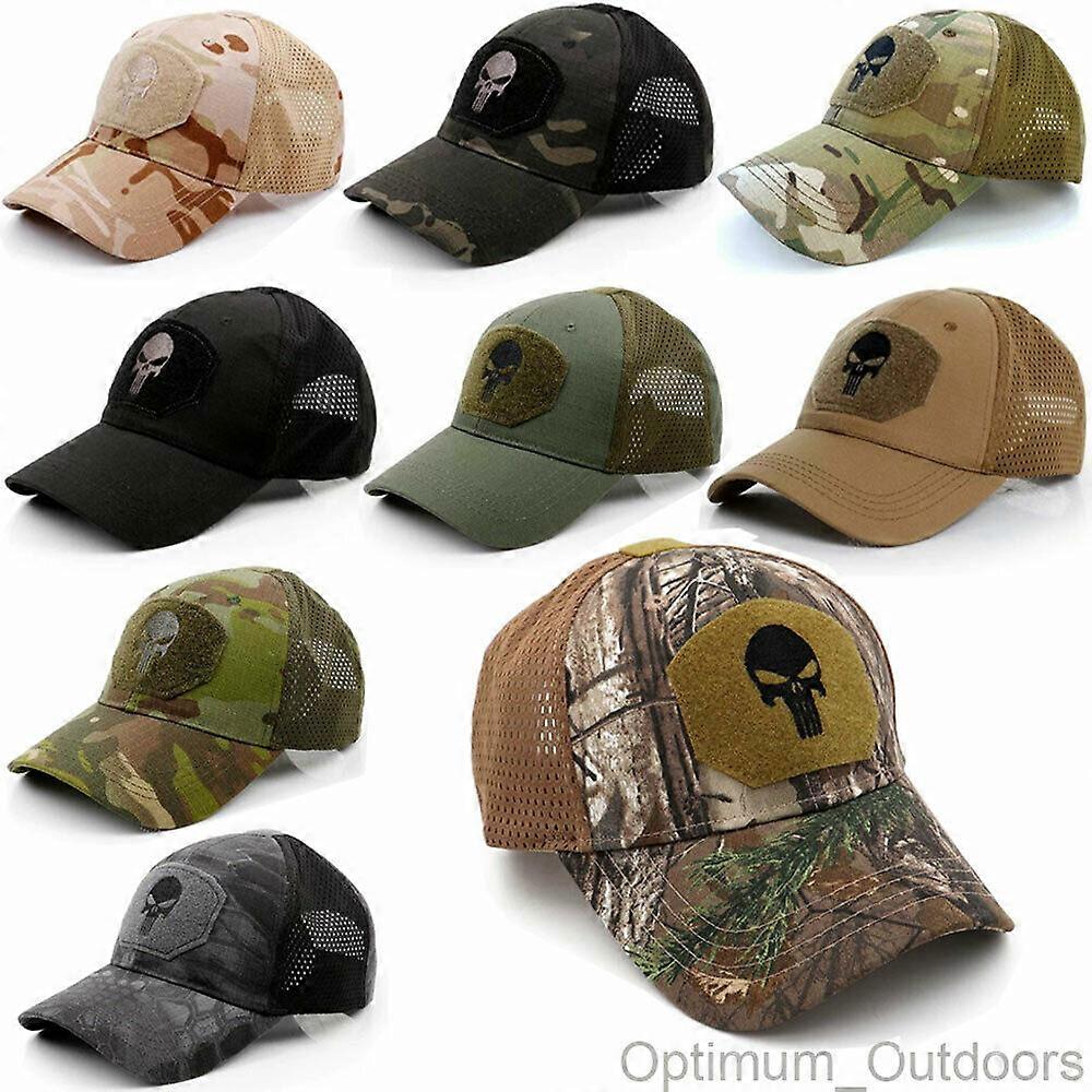 Punisher Mesh Back Baseball Cap Operators Hat Airsoft Army Camouflage Skull