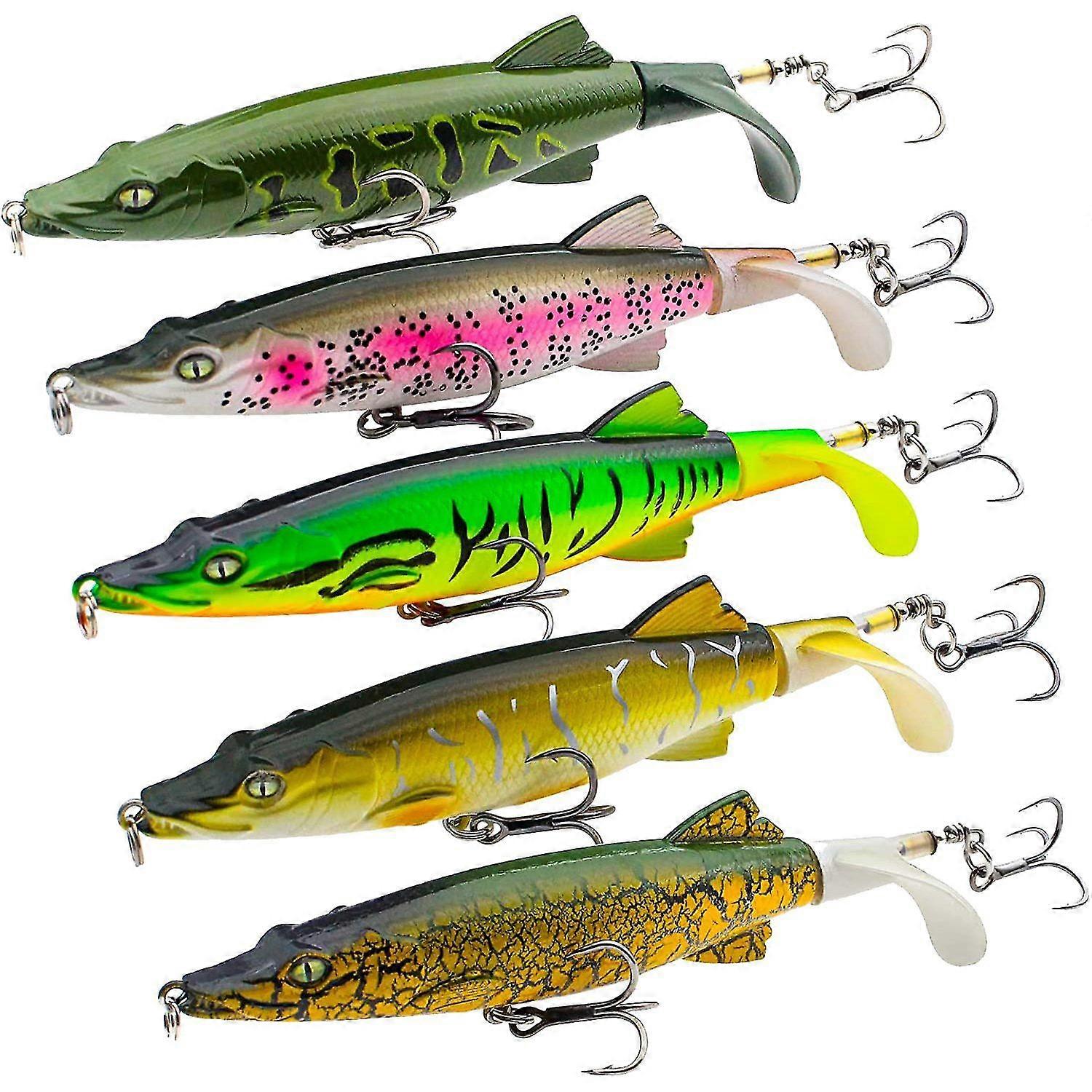 With Hooks,artificial Hard Swimbaits Wobbler Rotating Tail Fishing Tackle 3d Eyes