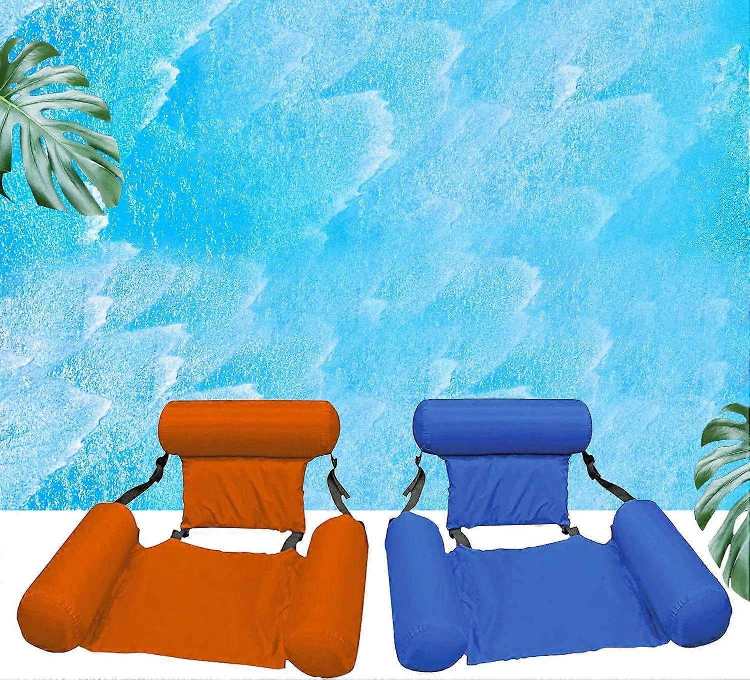 Swimming Pool Hammock Floating Bed ,Portable, 2 Pack (Blue+Orange)