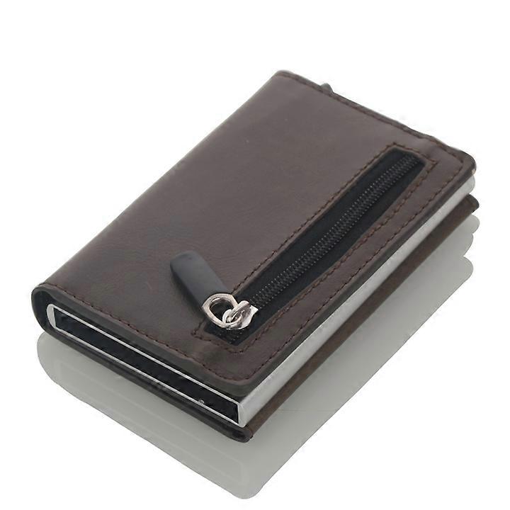 Cizicoco Credit Card Holder 2020 New Aluminum Box Card Wallet RFID PU Leather Pop Up Card Case Magnet Carbon Fiber Coin Purse