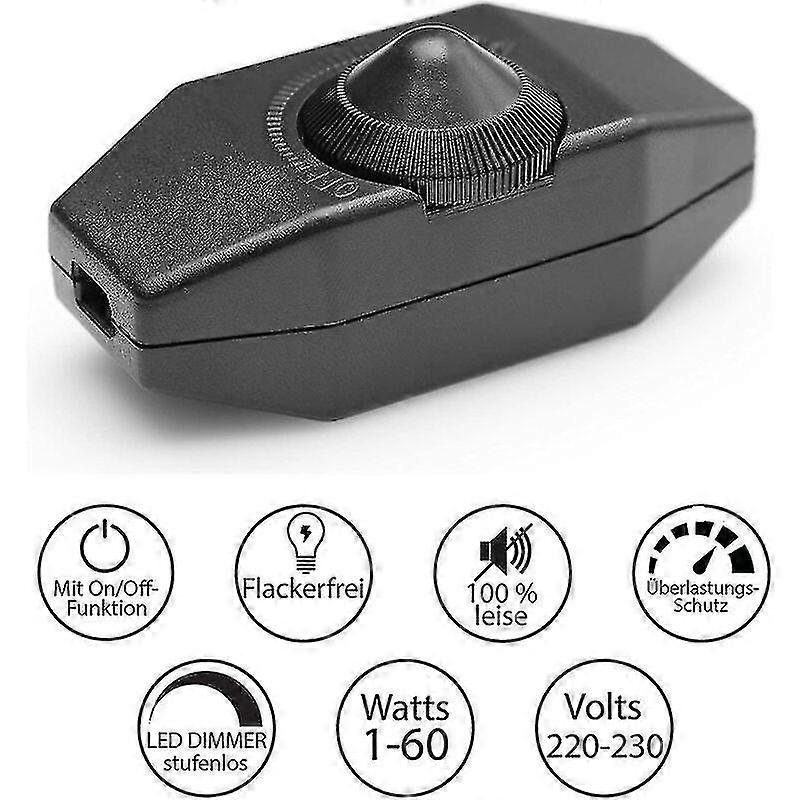 Light Dimmer, Rotary Switch With White 220-230v Cable, Push Button For Dimmable Led
