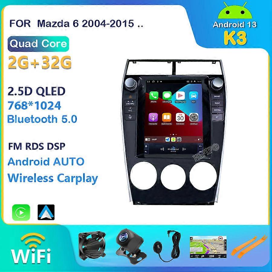 10.4" Android 13 For Mazda6 Mazda 6 Car Radio Automotivo Dvd Multimedia Player Auto GPS Navigation Stereo 4G 2004-2015