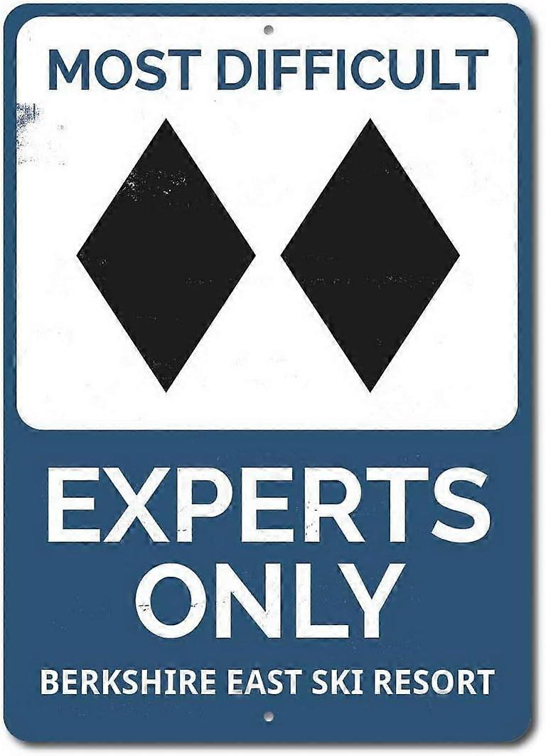 12 × 8 بوصة مزدوجة الماس الأسود الخبراء فقط تسجيل ، شخصية التزلج اسم الموقع ديكور معدني ، شريط حائط معدني حانة ديكور المنزل