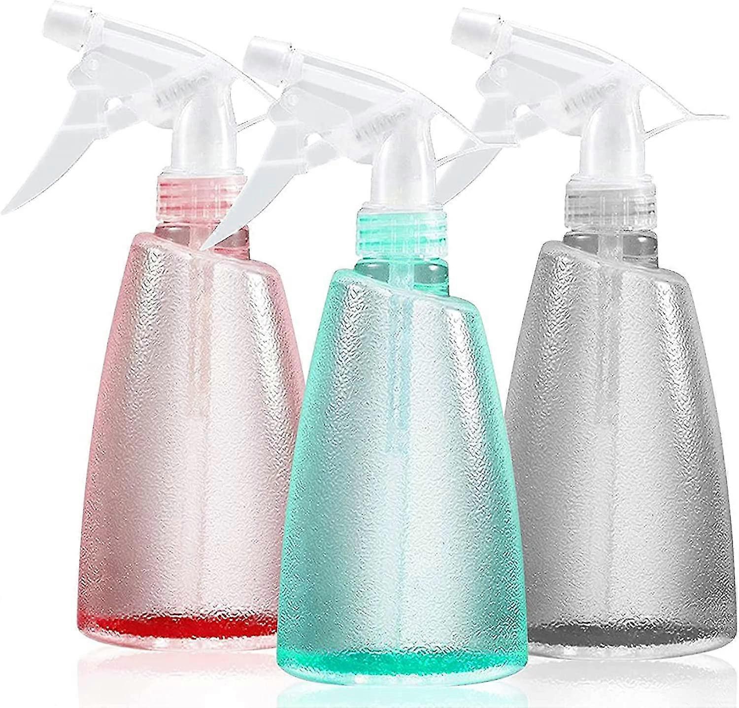 3 Pack Gift Empty Plastic Spray Bottles, 500ml Adjustable Nozzle Water