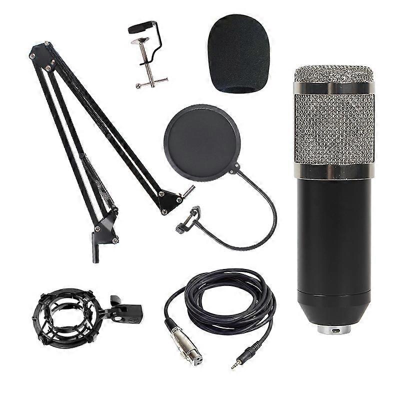 BM800 condenser microphone set computer recording anti-pop Round net set silver