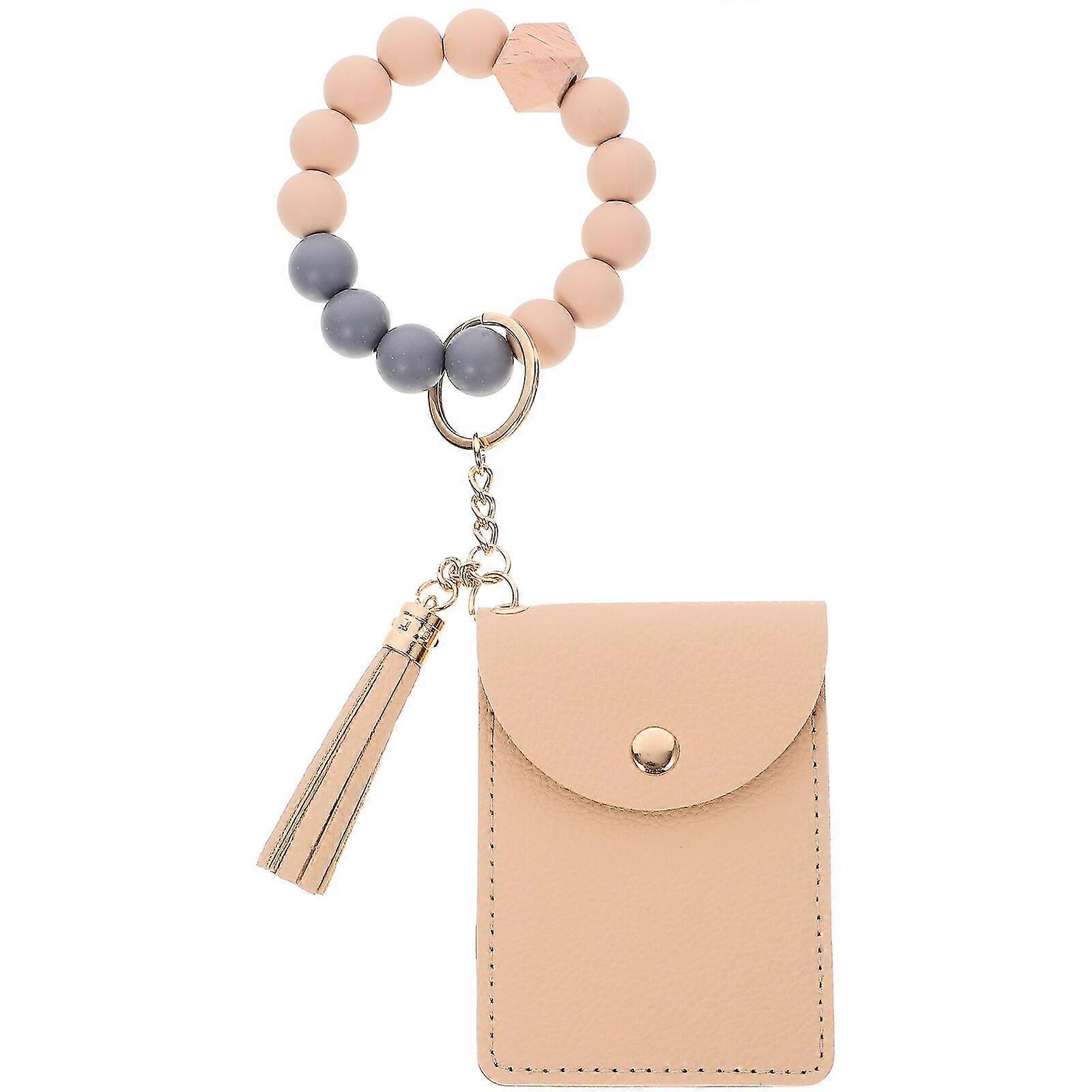 Women Wallet Small Purse Tassel Keychain Purse Fashionable Wristlet Wallet Key Ring Lipstick Holder