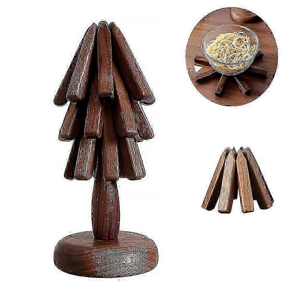 Sottopentola in legno per piatti caldi Set di sottopentola a forma di albero Sottobicchiere per teiera Pentole calde