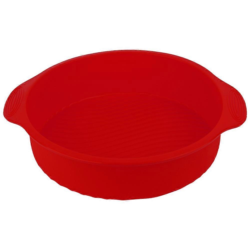 Baking Utensils Round Shape 3D Silicone Baking Cake Mold DIY Baking Cake Pan Tray(Red)