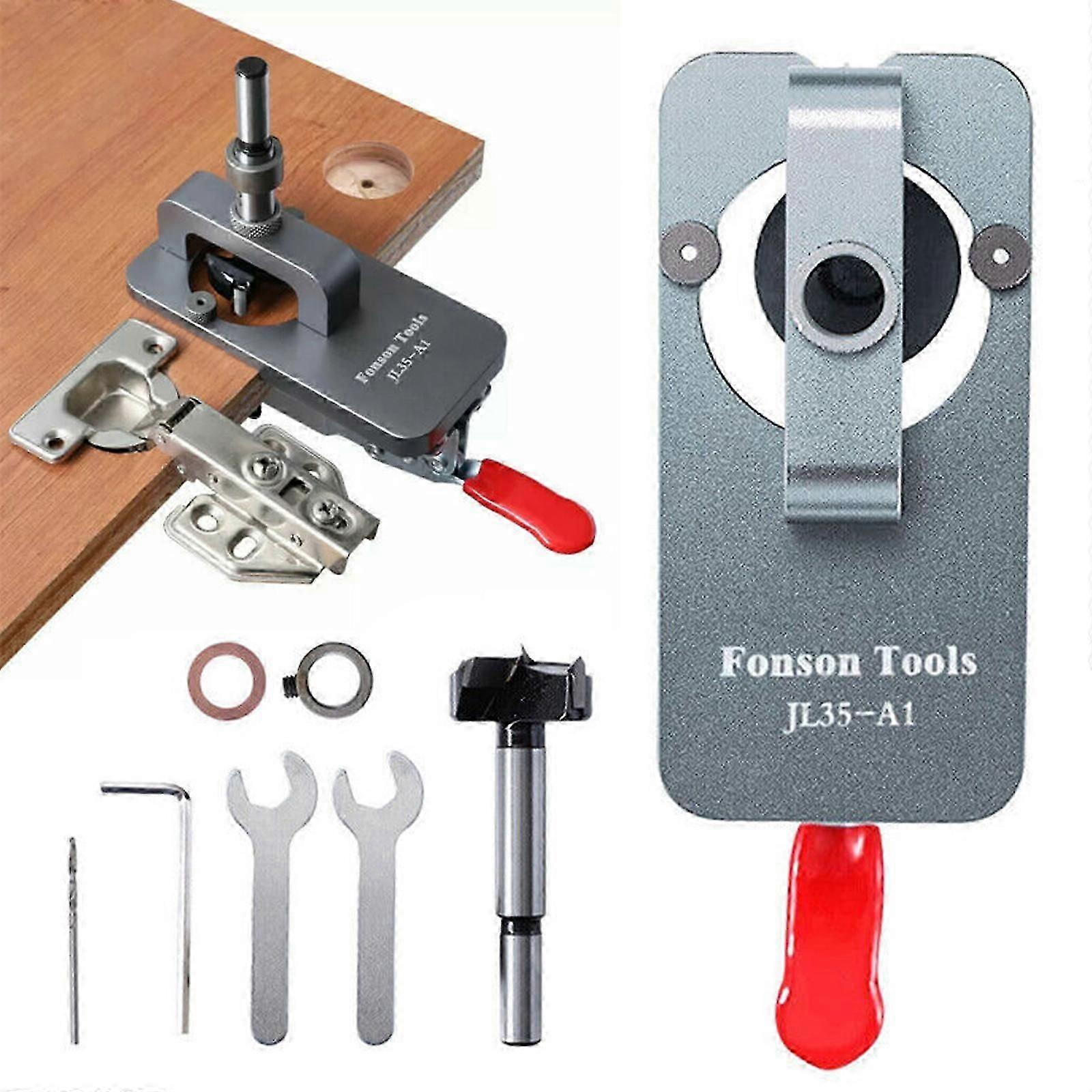 35mm Concealed Hinge Jig Kit Accurate Hinge Hole Opener Punch Locator Tool Set
