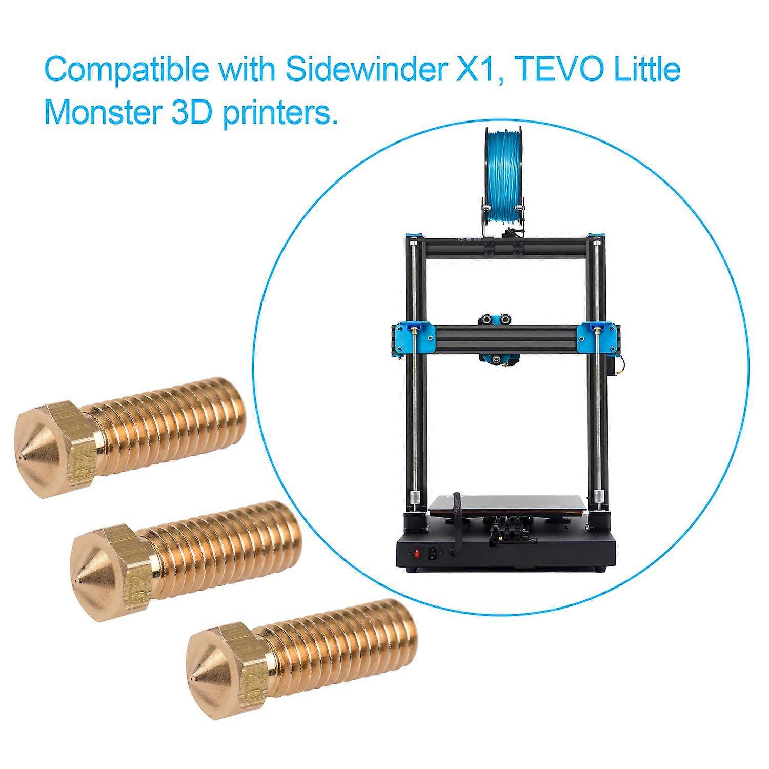 3pcs 3D Printer Extruder Brass Volcano Nozzle M6 Thread Printer Head 0.2mm Output for Sidewinder X1