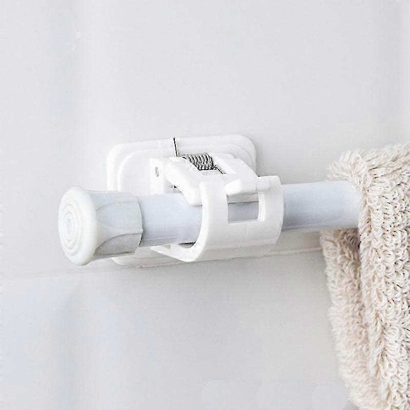 White Set of 4 Self - Adhesive Hooks for Curtain Rods - Non-Perforated - for Towels, Curtains, Coats