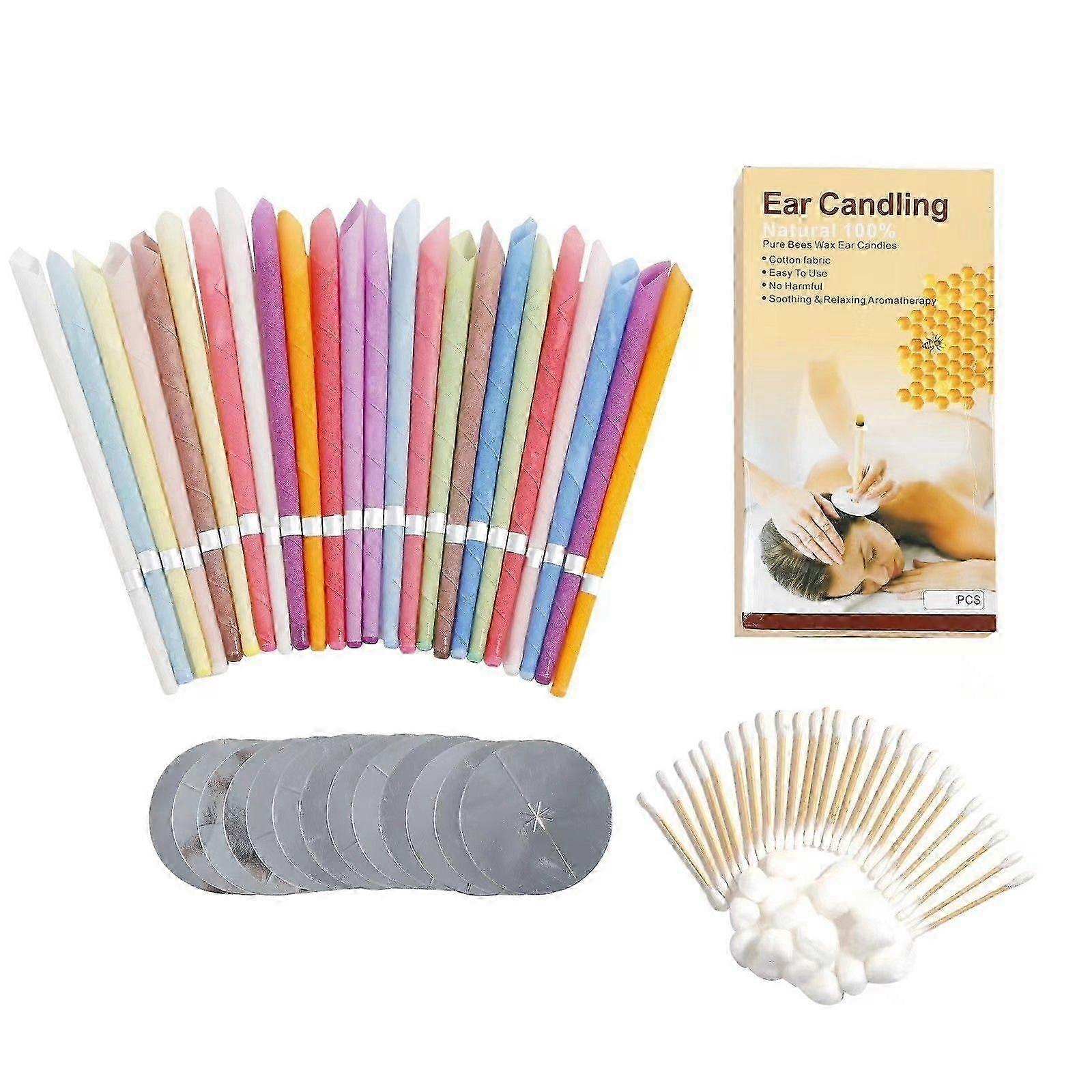 ExquisiteCleansing Ear Candle 24 Κερί Αυτιού με 12 Προστατευτικούς Δίσκους, Φυσικά Κεριά Μέλισσας, για Χαλάρωση, Καθαρισμό, Αφαίρεση Κεριού