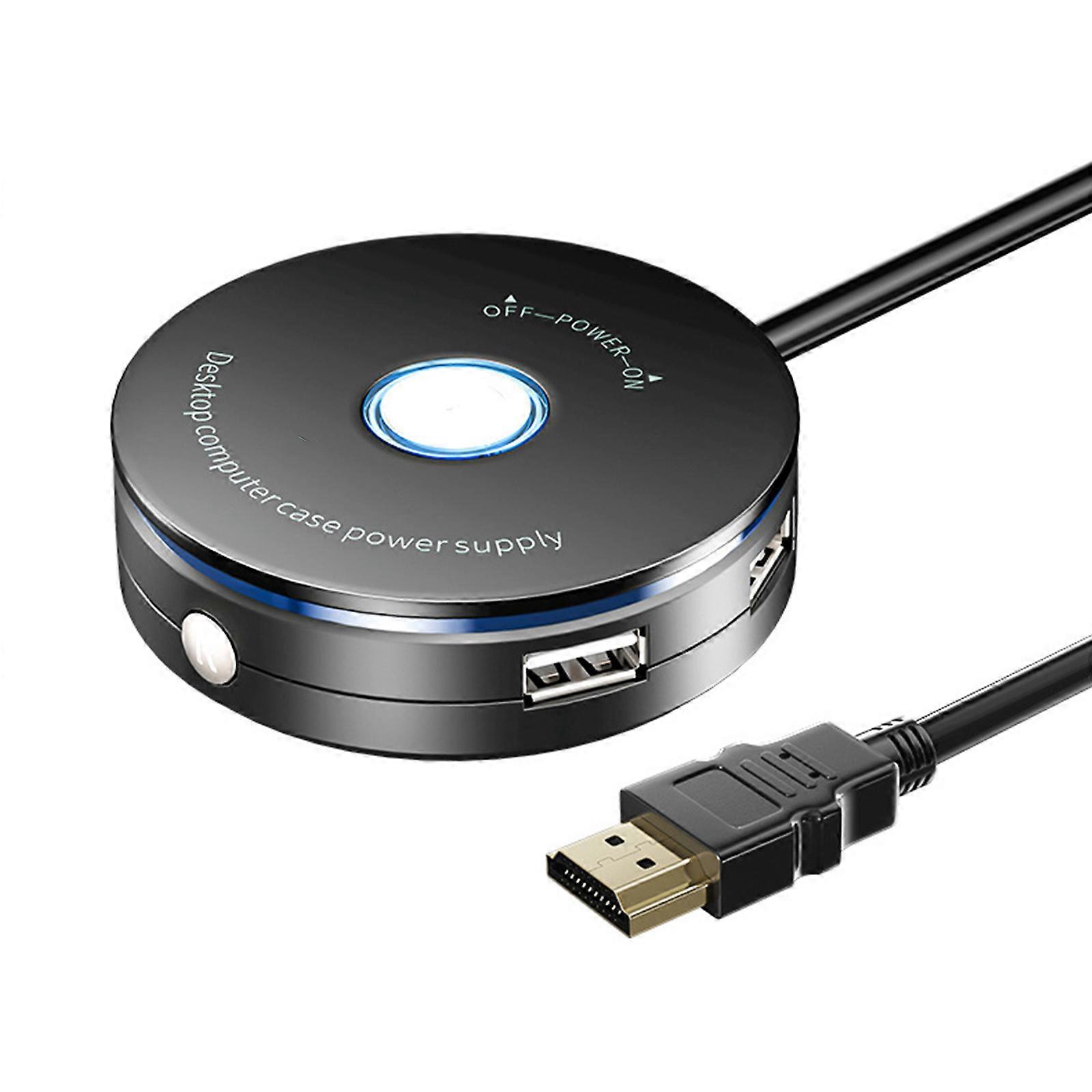 External PC Power Button Desktop Computer Case Reset Switches Button with USB 2.0 Port for Home Office Internet Cafes  Black