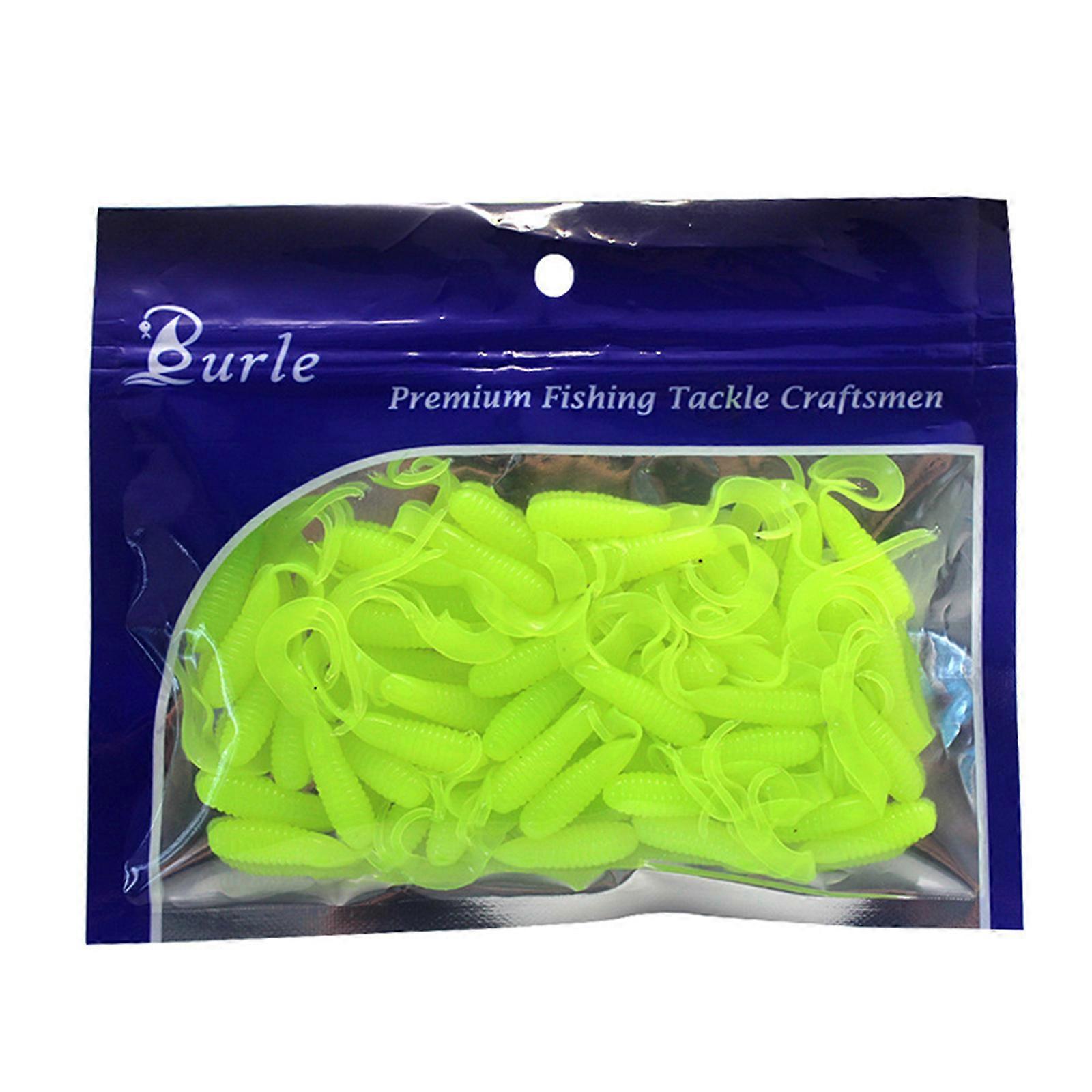 50Pcs Leurres de pêche Leurres de pêche souples, Leurres de natation à queue ondulée douce, Appâts de natation à queue ondulée, Leurres artificiels souples Ensemble jaune vif