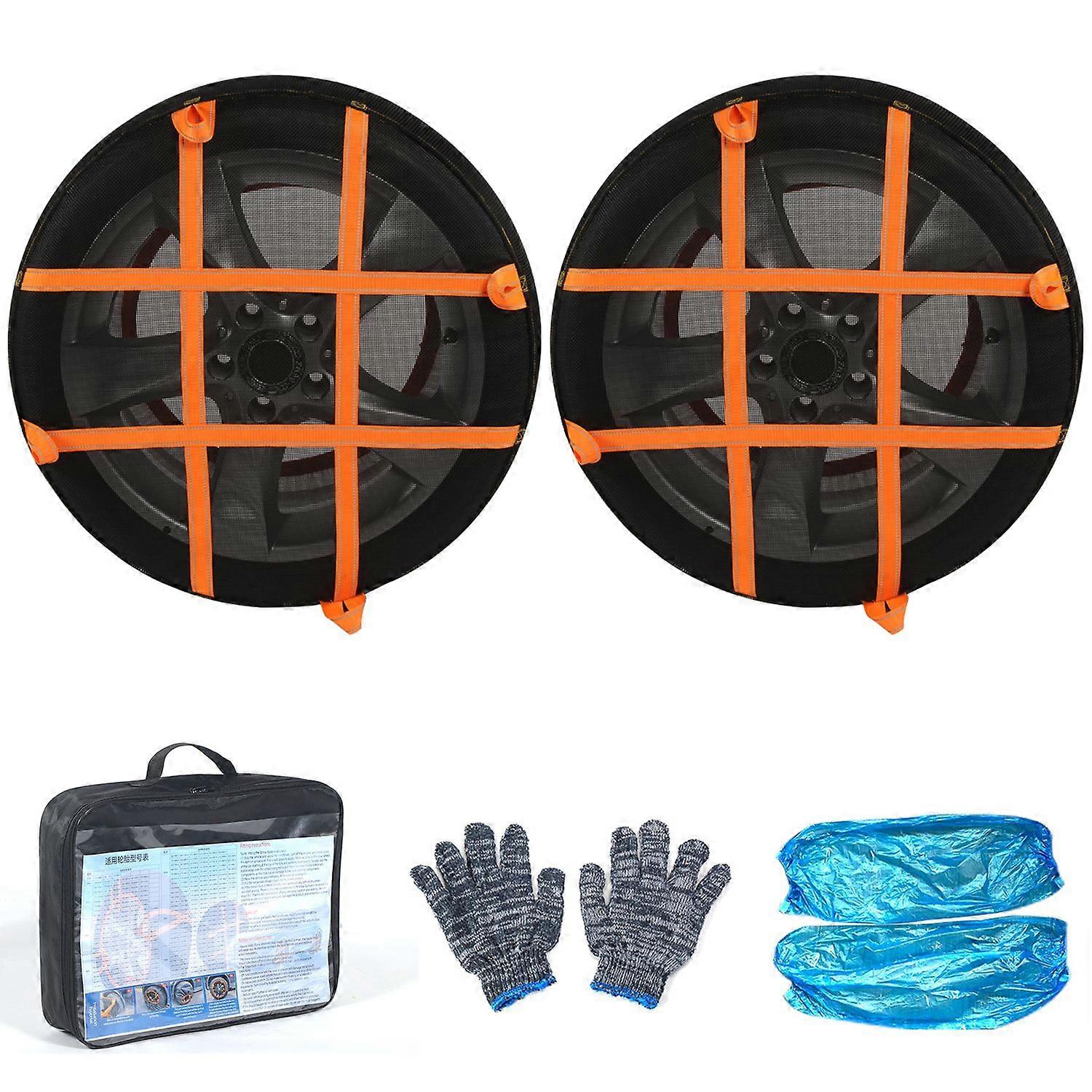 2pcs Automotive Snow Socks for Tires Snow Socks for Tires 360° Surround Tires Not Damaging Tire Hub