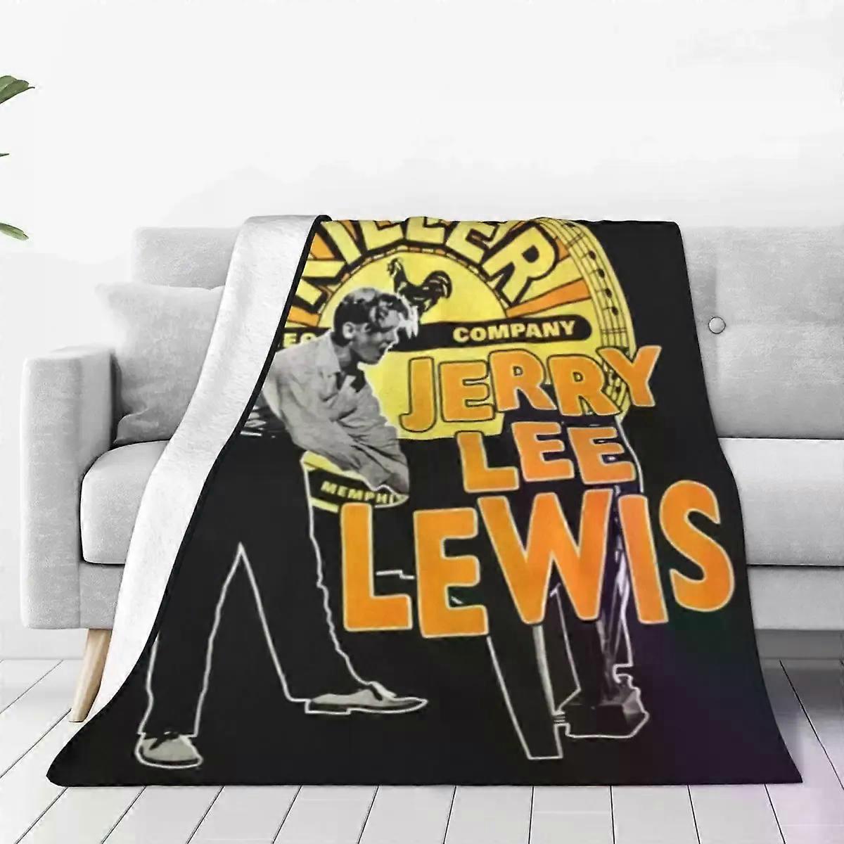 Jerry Lee Lewis flanellfiltar Kvalitet Mjuk Slitstark Cool Western Sängkläder Plädar Höst Resa Vardagsrum Färgglada Överkast