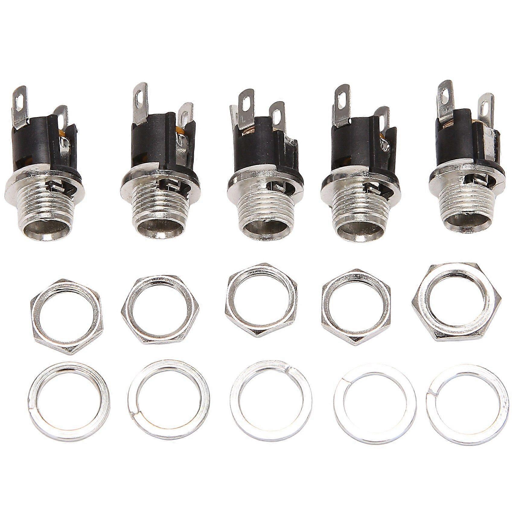 5 Pcs 5.5mmx2.1mm DC Power Jack Socket Female Panel Mount Connector