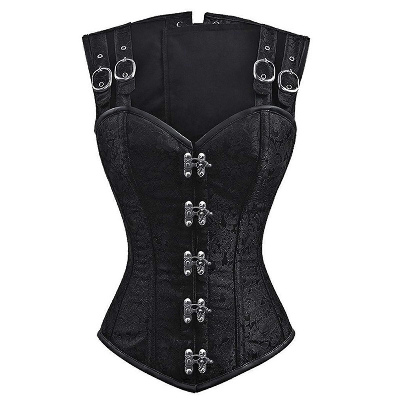 Gothicism Elegant Corset Sleeveless Shapewear Double Strap Waist Trainer for Parties and Festivals Black XL