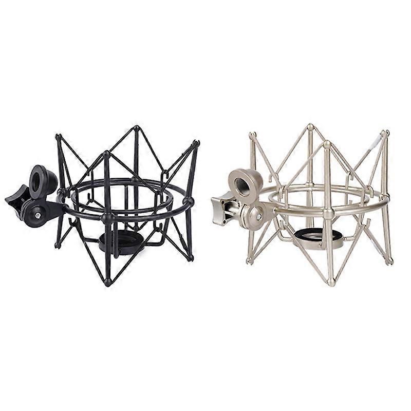 Microphone Shock Mount Adjustable Mount Recording Mic Stand Metal Bracket Pod Microphone Stand (Blac