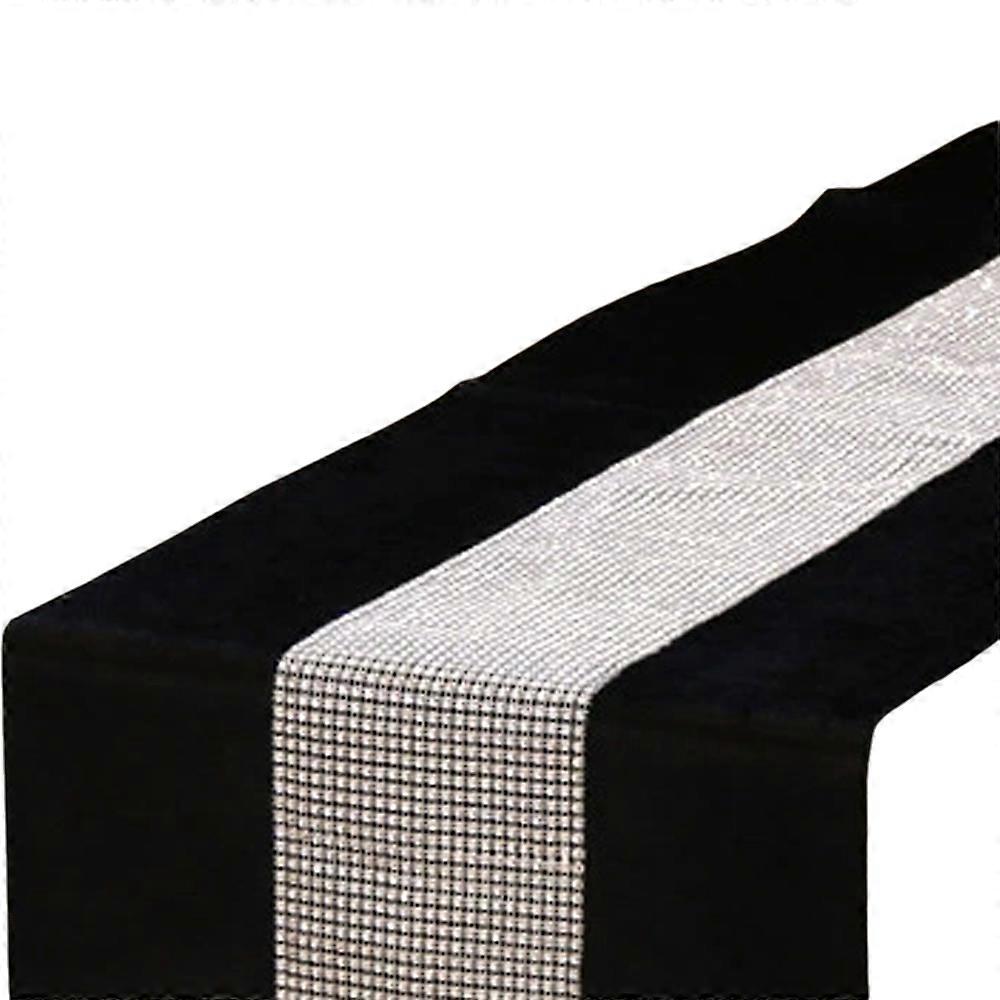 Black table runner, 180cm, glitter silver diamond table runner (32 x 180cm, black)