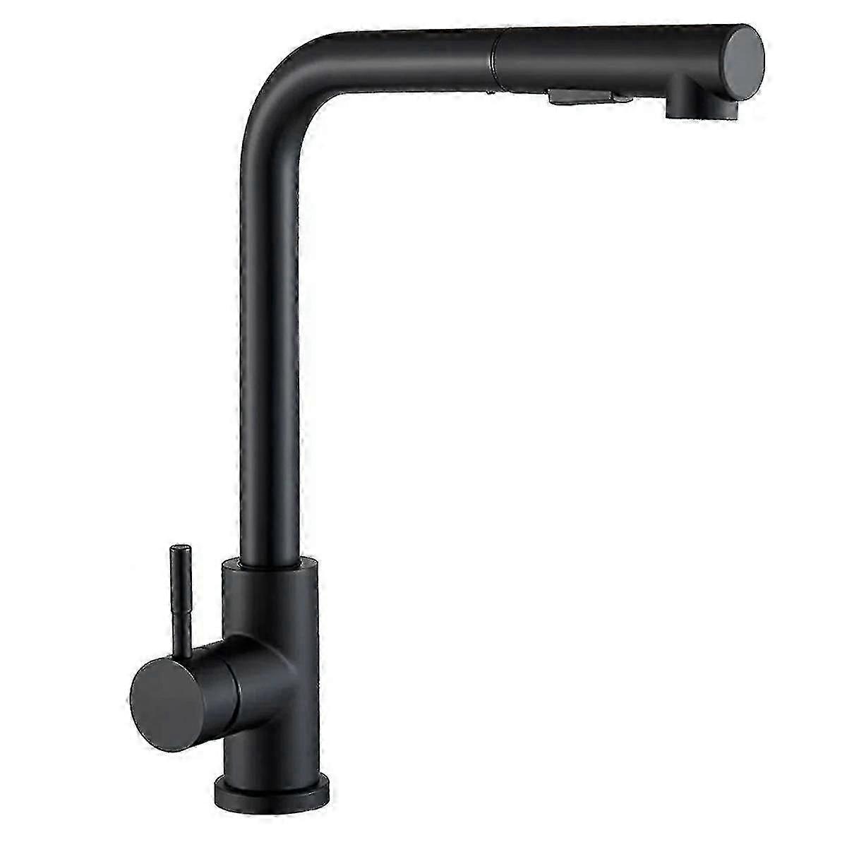 Black Pull Out Kitchen Sink Faucet Flexible 2 Modes Stream & Sprayer Nozzle Faucets Stainless Steel